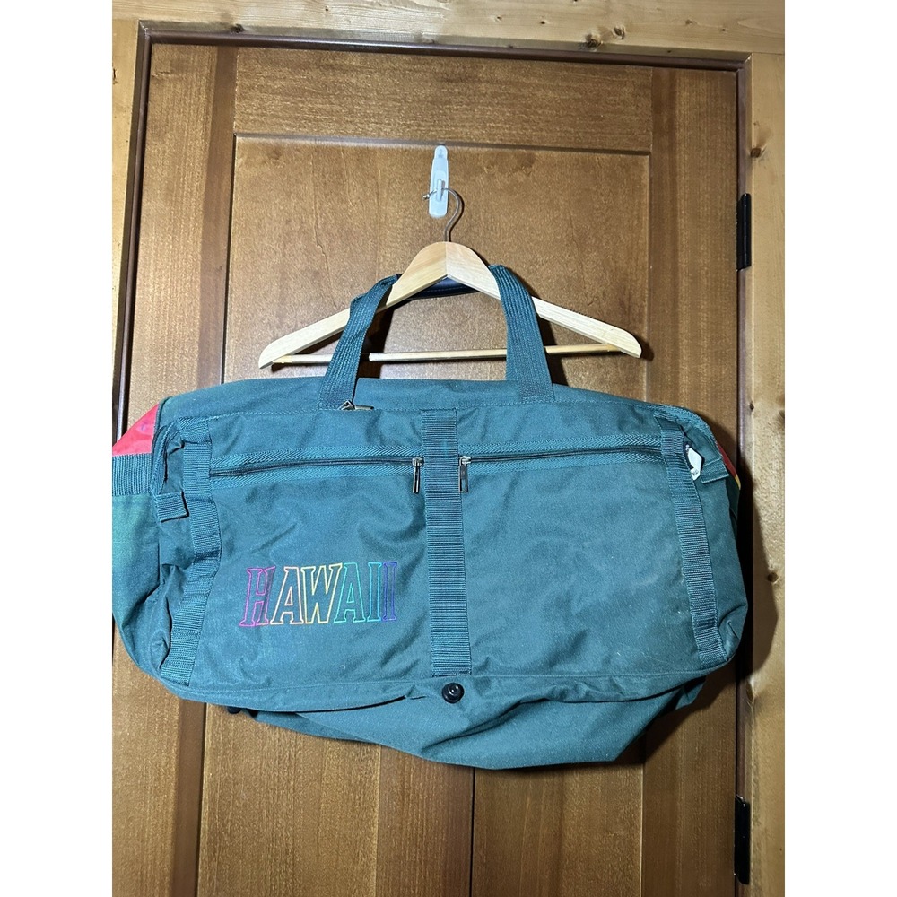 Vintage Hawaii Duffle Bag Gym Travel Carry On Tote Black Rainbow Retro